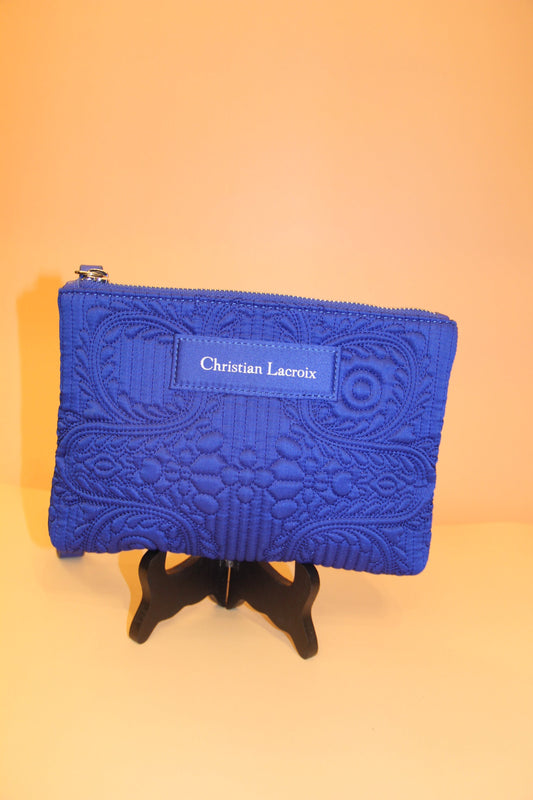 Pochette Christian Lacroix brodée bleu roi