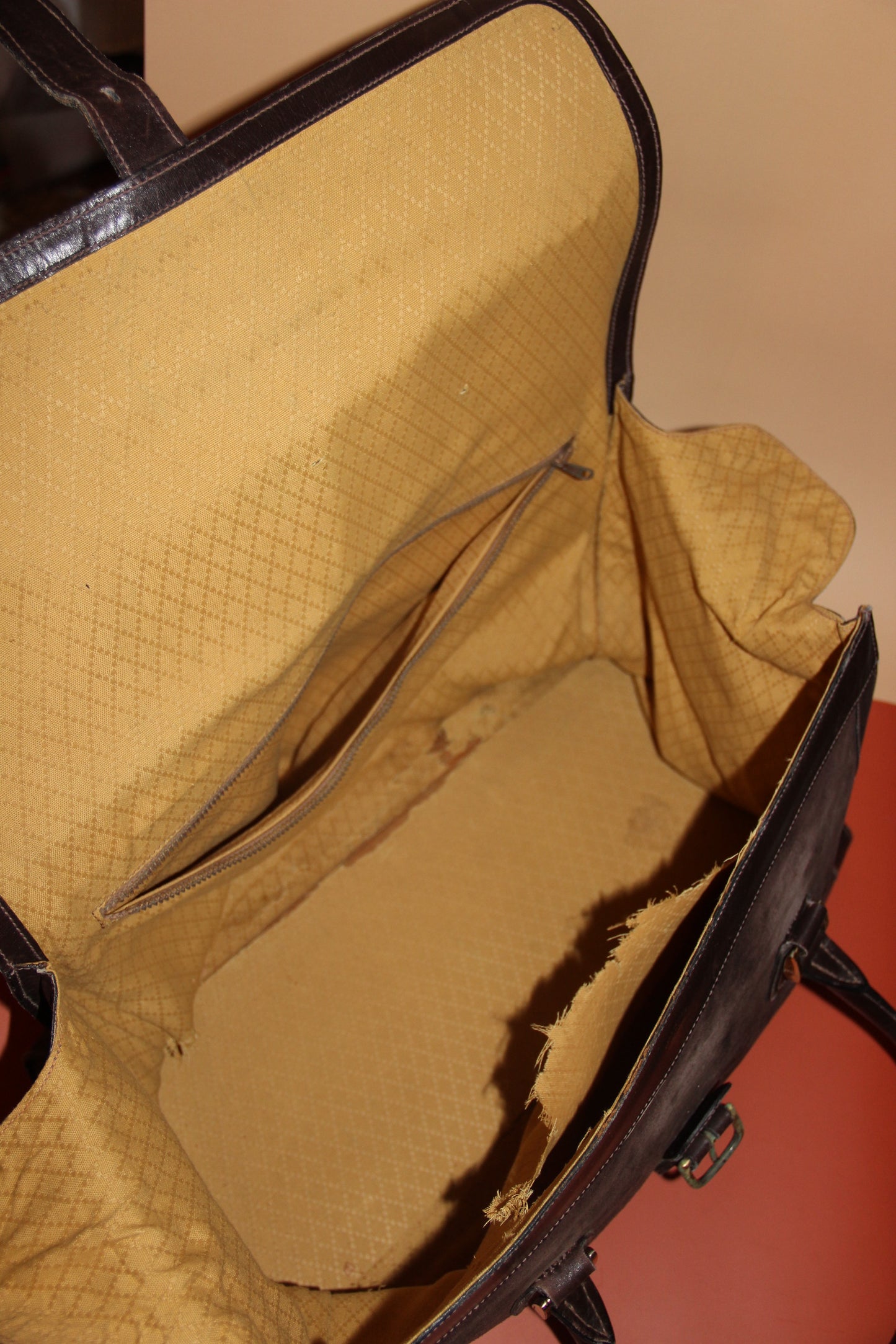 Sac de voyage Gucci Vintage en cuir et daim marron