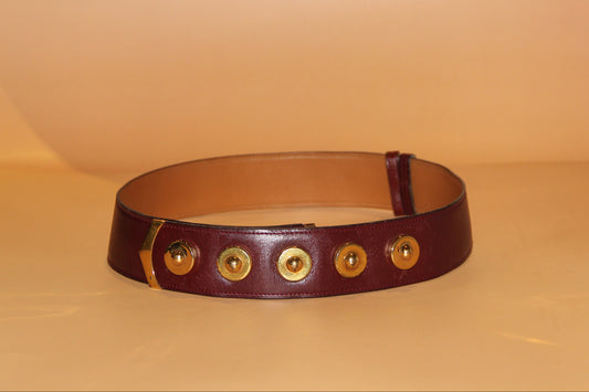 Ceinture Hermès bordeaux avec médaillons