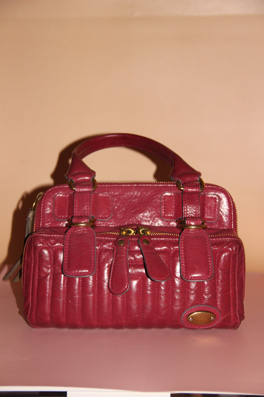 Sac Chloé modèle 'Bay' en cuir rouge
