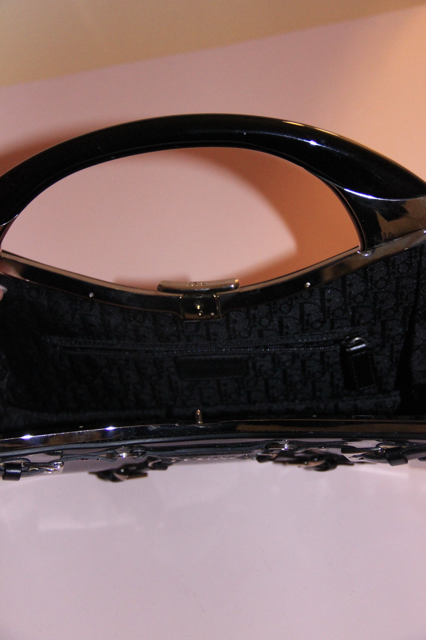 Sac Dior Bondage cuir vernis noir by Galliano