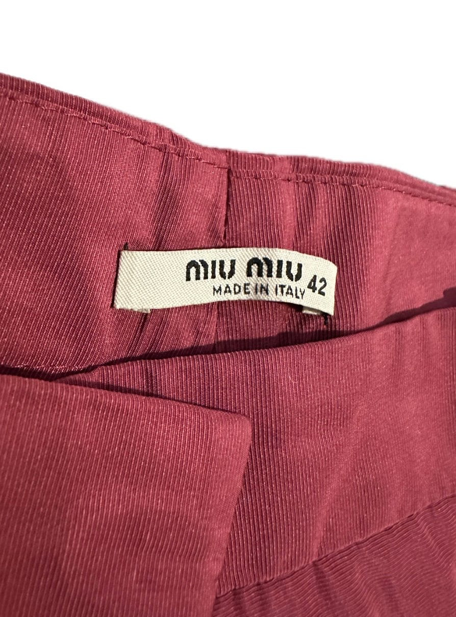 Pantalon court Miu Miu Bordeaux satiné taille 38 EU