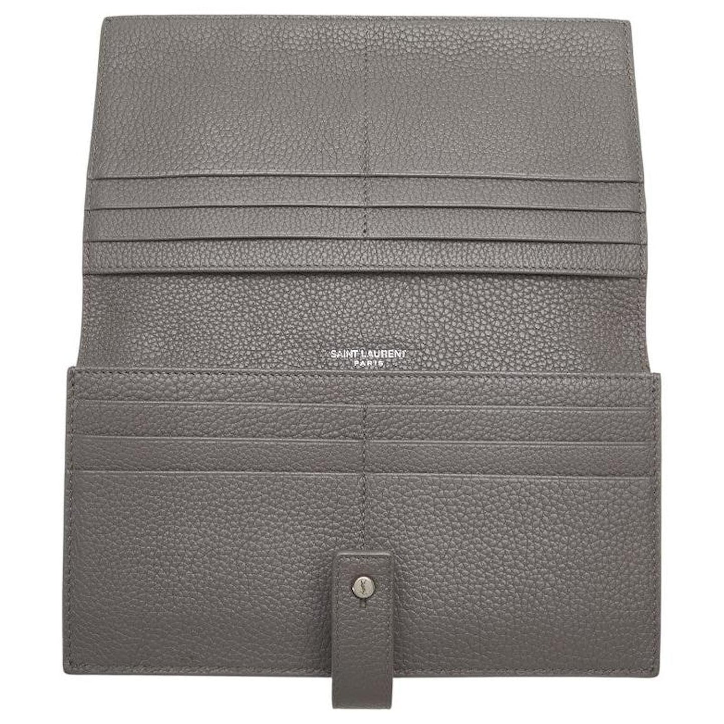 Portefeuille long en cuir grainé gris