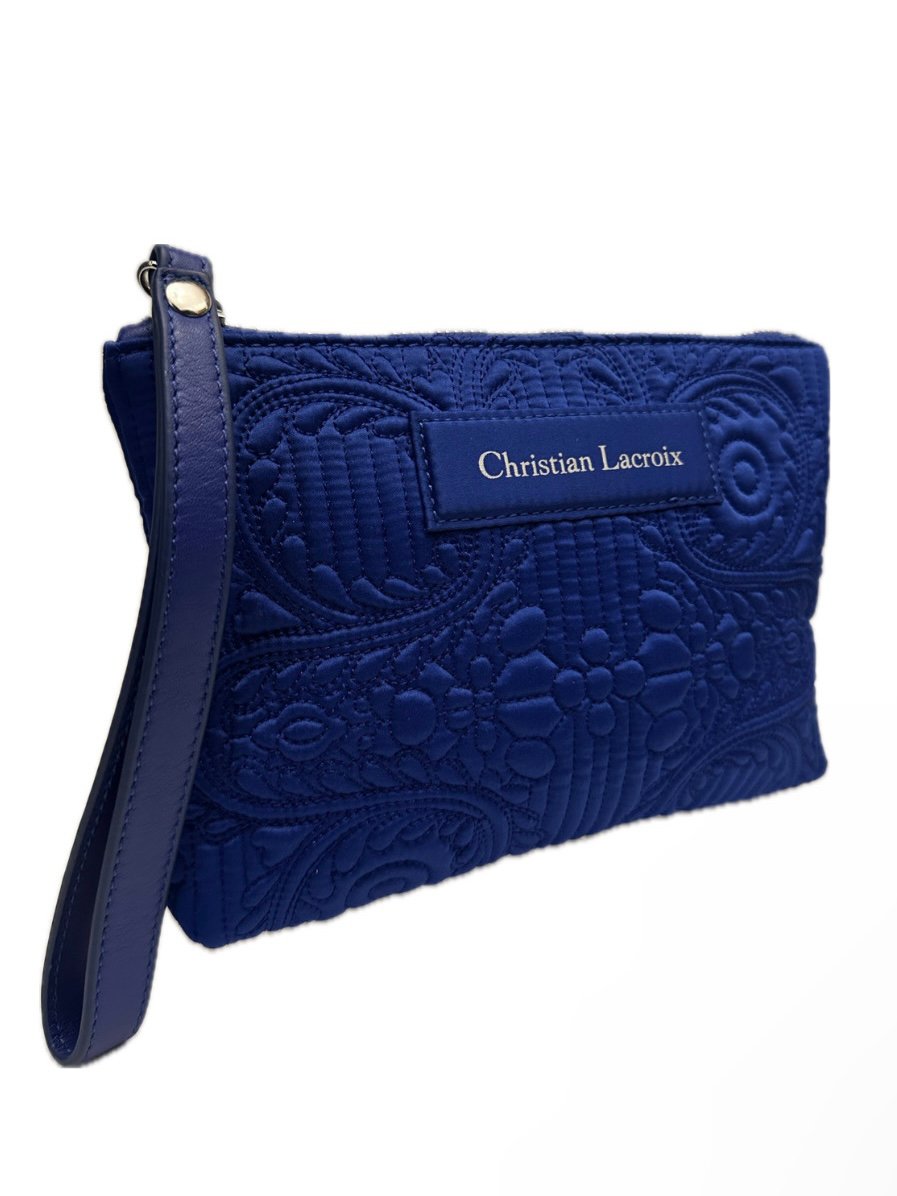Pochette Christian Lacroix brodée bleu roi