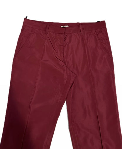 Pantalon court Miu Miu Bordeaux satiné taille 38 EU