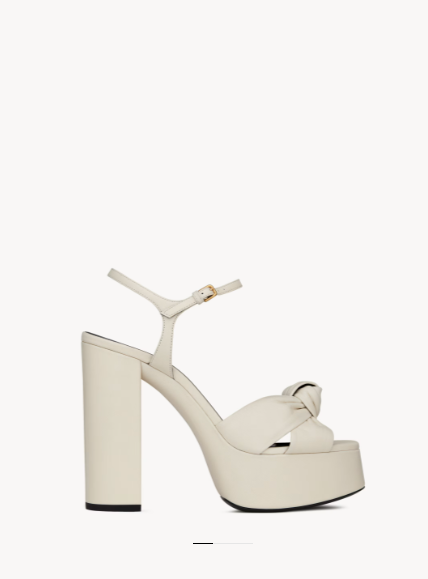 Sandales Yves Saint Laurent modèle 'Bianca' pearl à plateforme taille 38