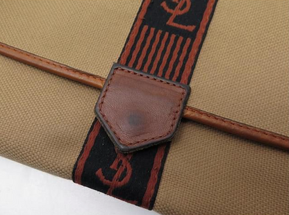 Sac bandoulière Yves Saint Laurent monogramme en toile beige