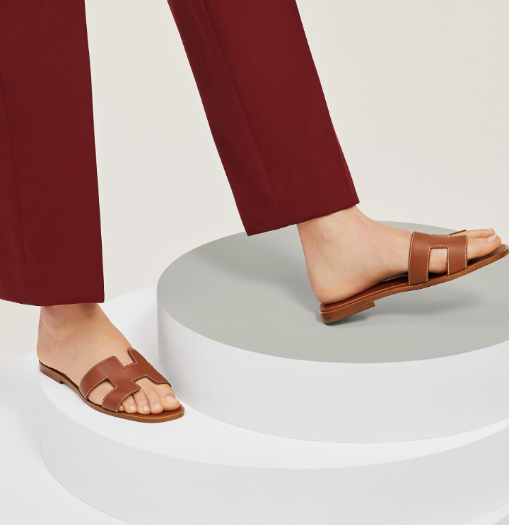 Sandales HERMES Oran en cuir marron - taille 40 EU