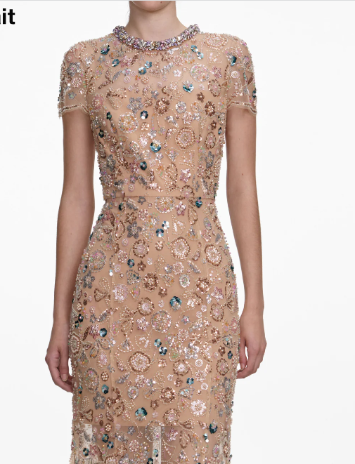 Robe de soirée Self-Portrait 'Floral Sequin Maxi Dress' T.42 /XL