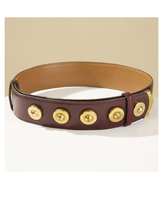 Ceinture Hermès bordeaux avec médaillons
