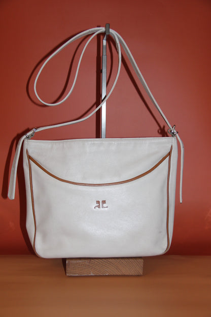 sac à main Courreges en cuir blanc