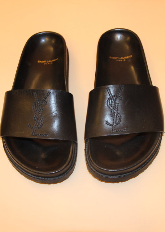 Mules Saint Laurent en cuir noir T.39 femme