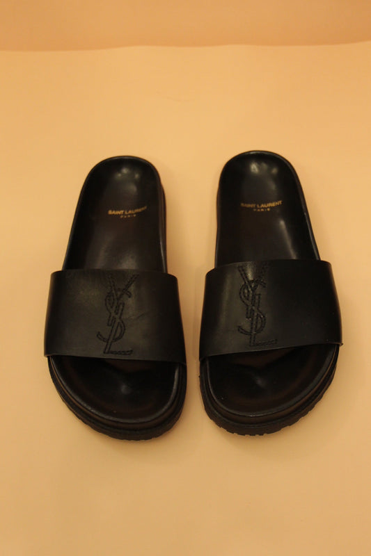 Mules Saint Laurent en cuir noir T.39 femme