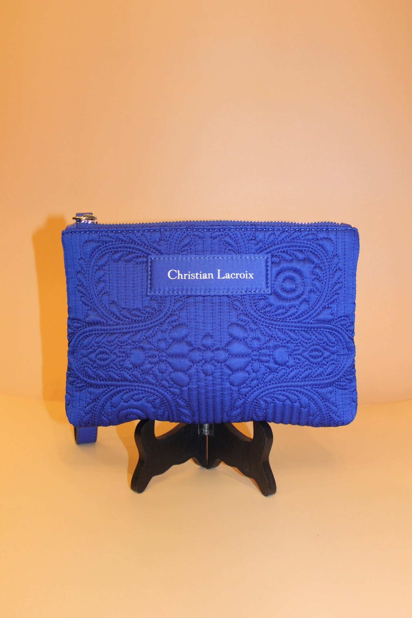Pochette Christian Lacroix brodée bleu roi