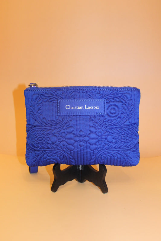 Pochette Christian Lacroix brodée bleu roi