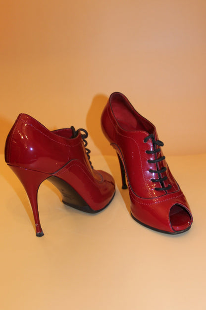 Derbies ouvertes Valentino en cuir vernis bordeaux T.36 EU