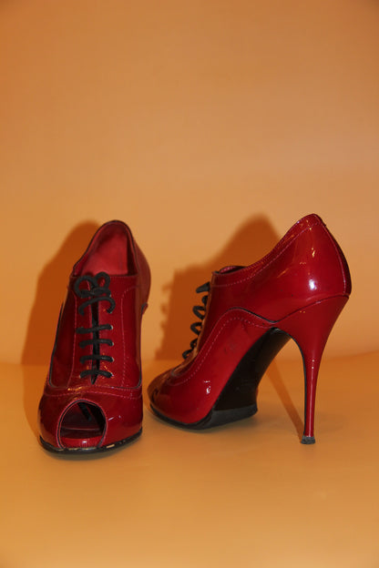 Derbies ouvertes Valentino en cuir vernis bordeaux T.36 EU