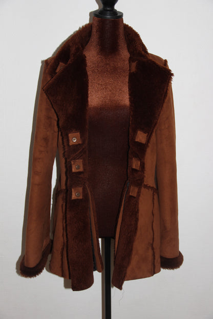 Manteau Kenzo marron en fausse fourrure T. 40 (M/L)