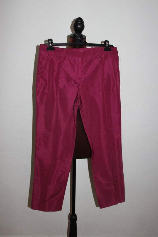 Pantalon court Miu Miu Bordeaux satiné taille 38 EU