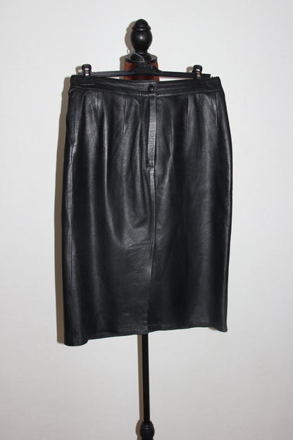 Jupe YSL en cuir noir T.40 (L)