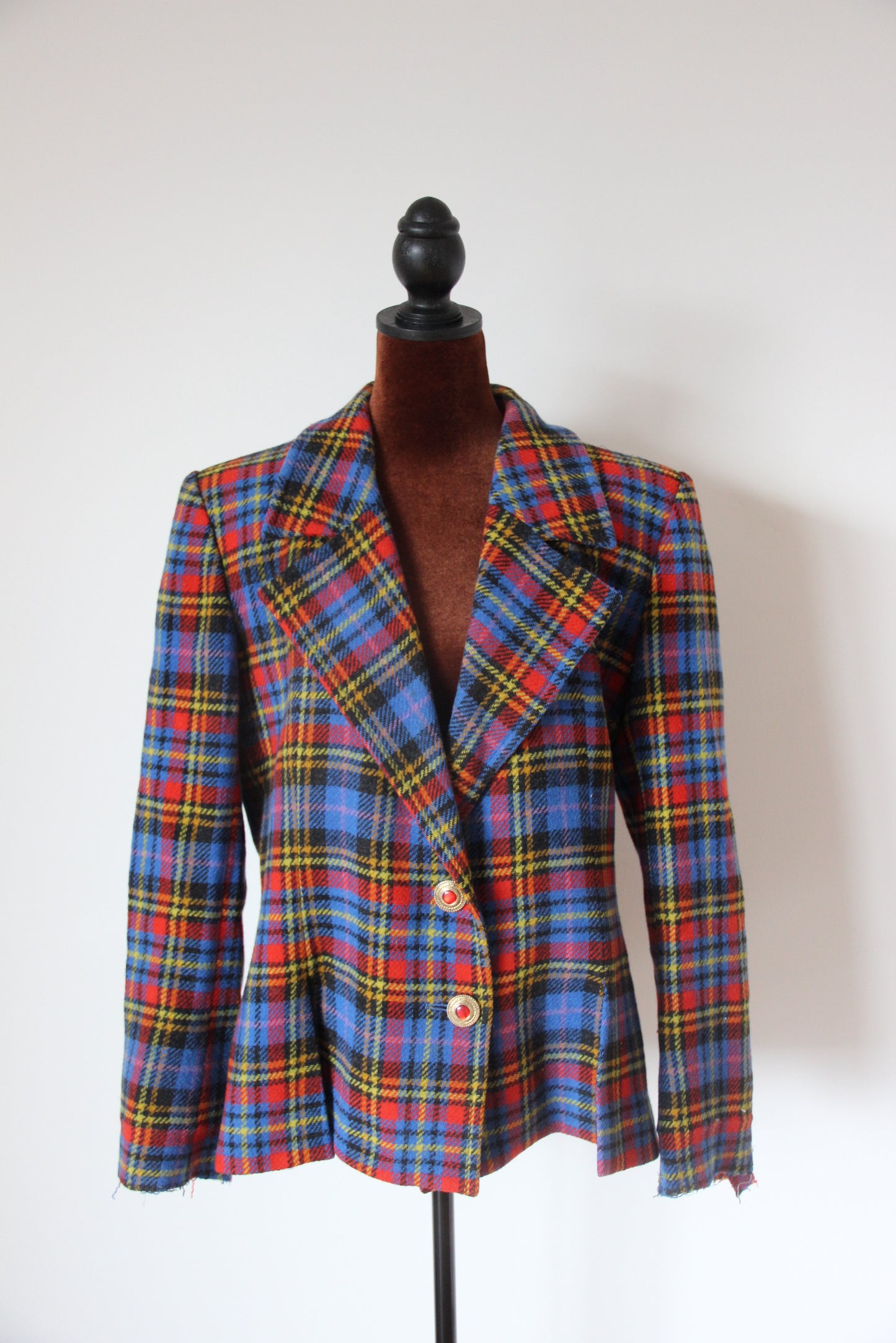 Veste Blazer Yves Saint Laurent tartan écossais bleu T. 42 (XL)