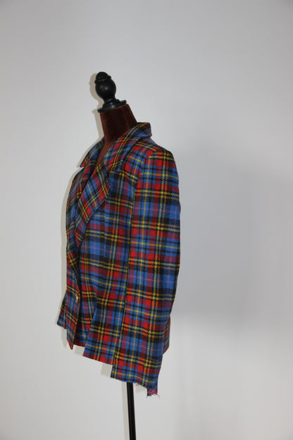 Veste Blazer Yves Saint Laurent tartan écossais bleu T. 42 (XL)
