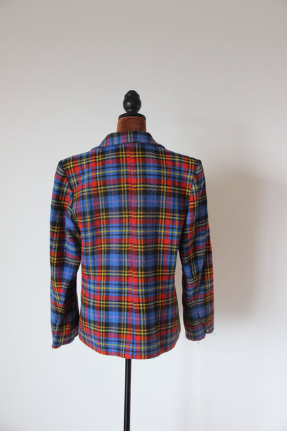 Veste Blazer Yves Saint Laurent tartan écossais bleu T. 42 (XL)