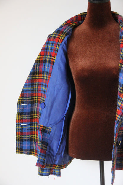 Veste Blazer Yves Saint Laurent tartan écossais bleu T. 42 (XL)