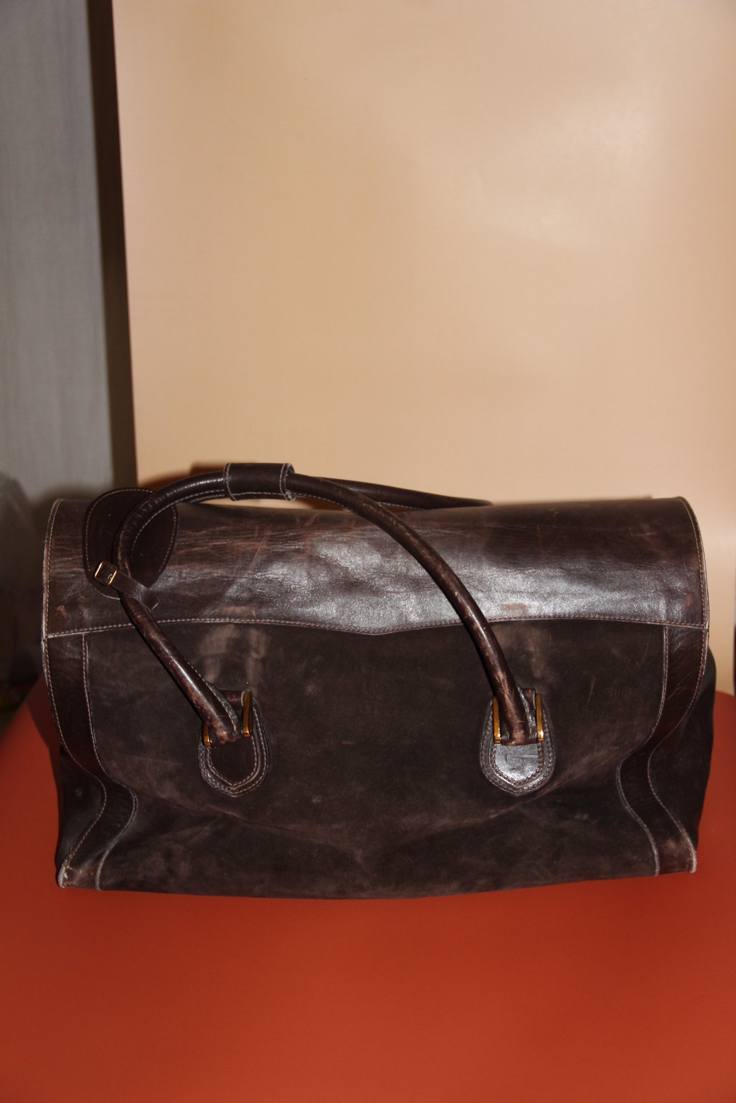 Sac de voyage Gucci Vintage en cuir et daim marron
