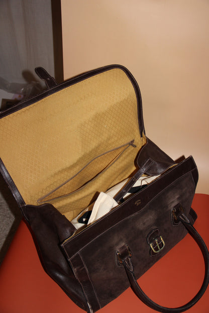 Sac de voyage Gucci Vintage en cuir et daim marron