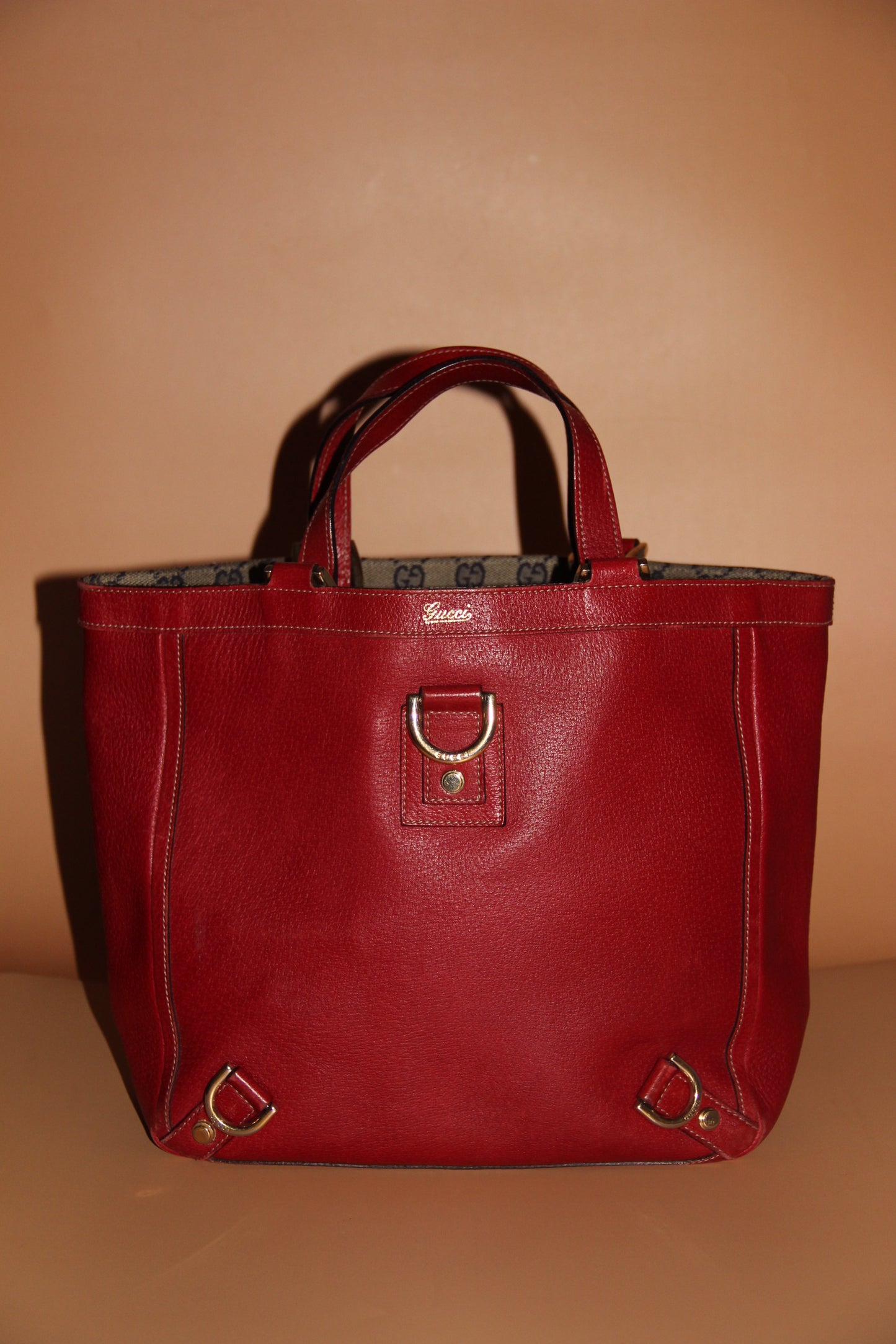 Sac cabas Gucci petit format en cuir rouge 25cm