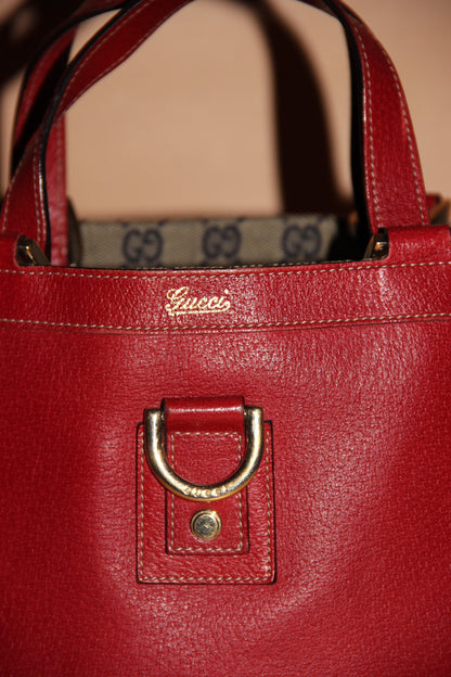 Sac cabas Gucci petit format en cuir rouge 25cm