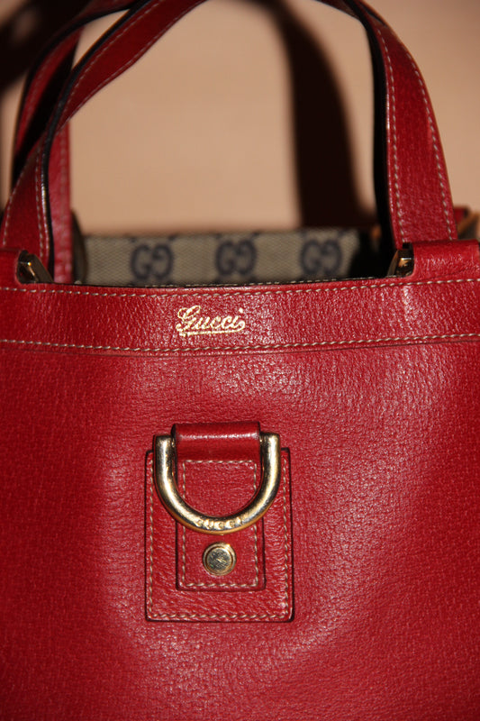 Sac cabas Gucci petit format en cuir rouge 25cm