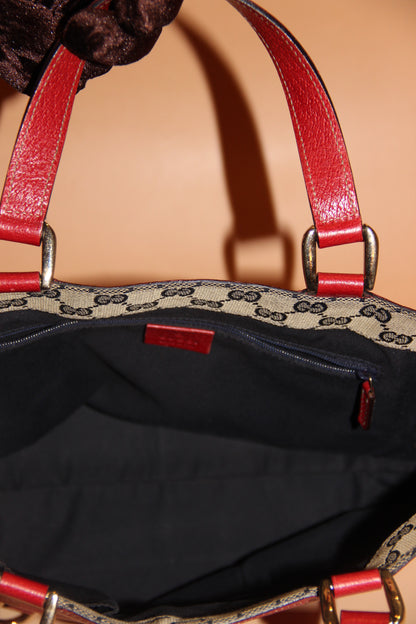 Sac cabas Gucci petit format en cuir rouge 25cm