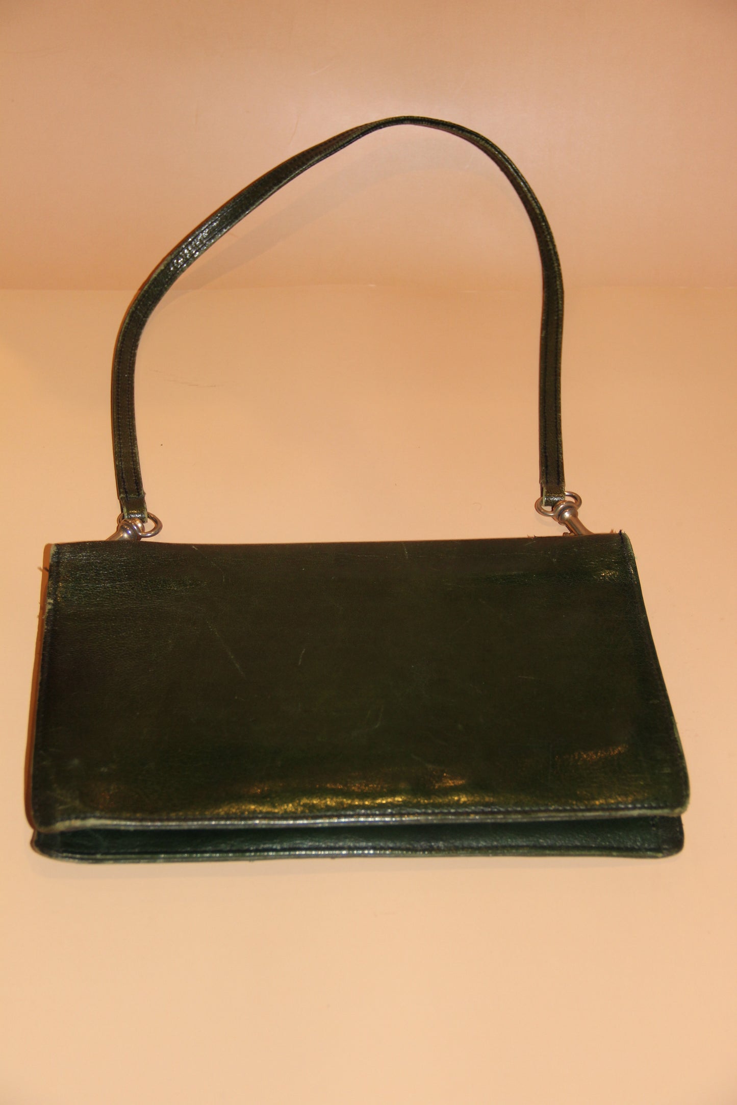 Sac en Croco vert bouteille vintage en parfait état