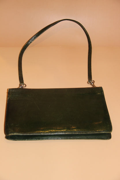 Sac en Croco vert bouteille vintage en parfait état