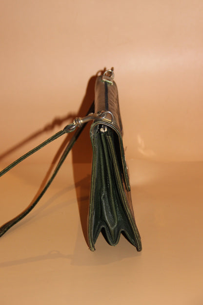 Sac en Croco vert bouteille vintage en parfait état