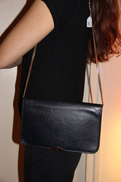 Christian Dior clutch bag - Shoulder bag in black vinyl &amp; chain