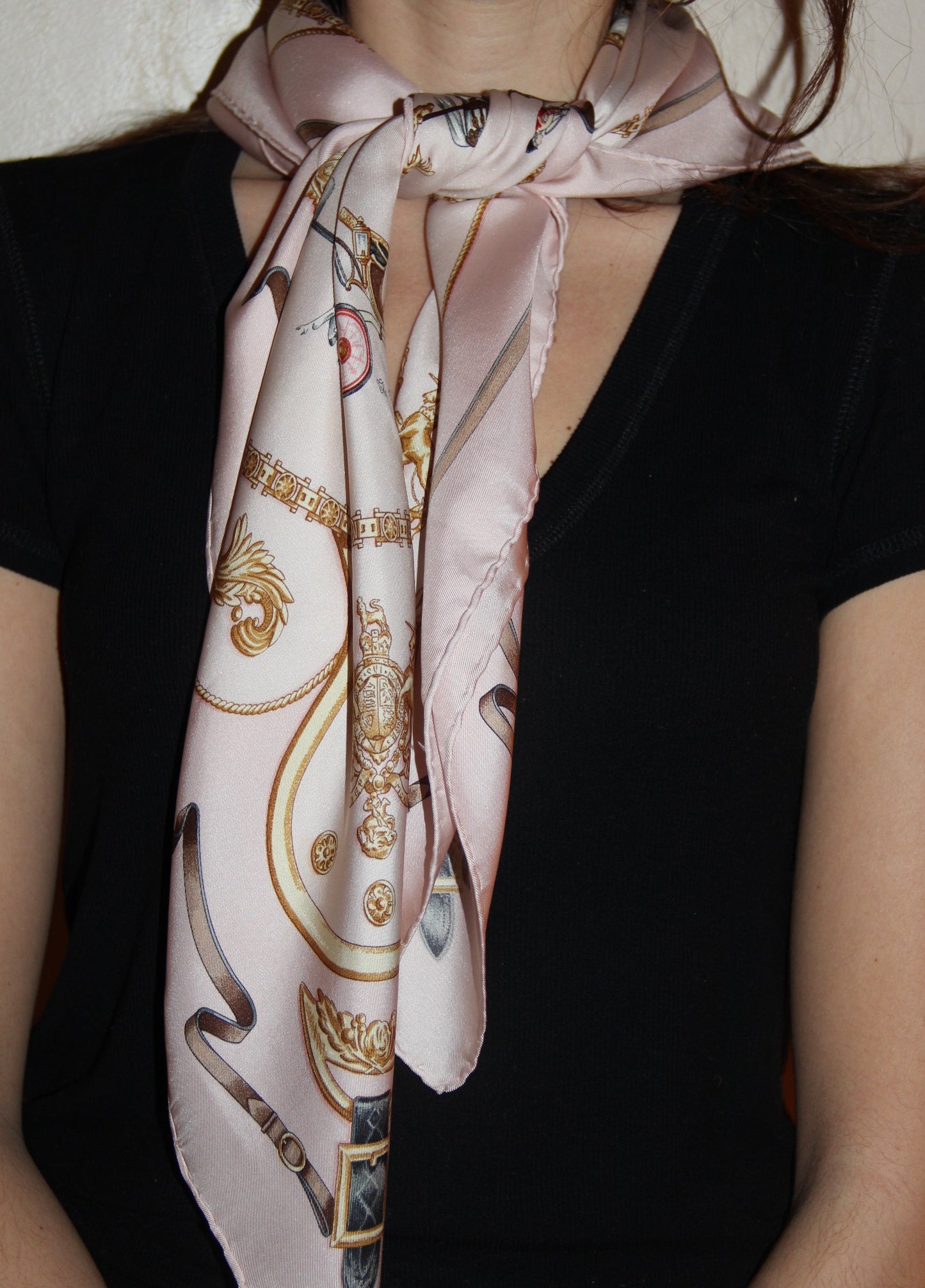 Hermès silk scarf signed Jean de Fougerolles