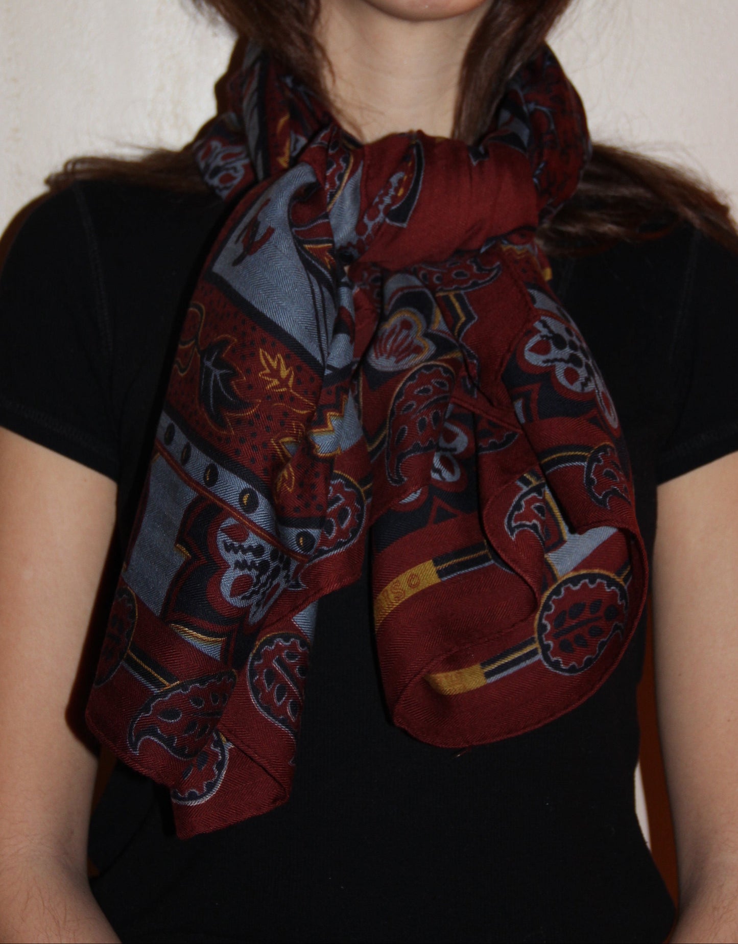 Large Hermès cashmere and silk shawl by Christine Henry