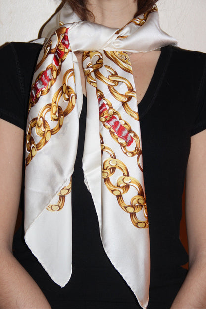 Chanel silk scarf, 85cm, with a jewelry motif