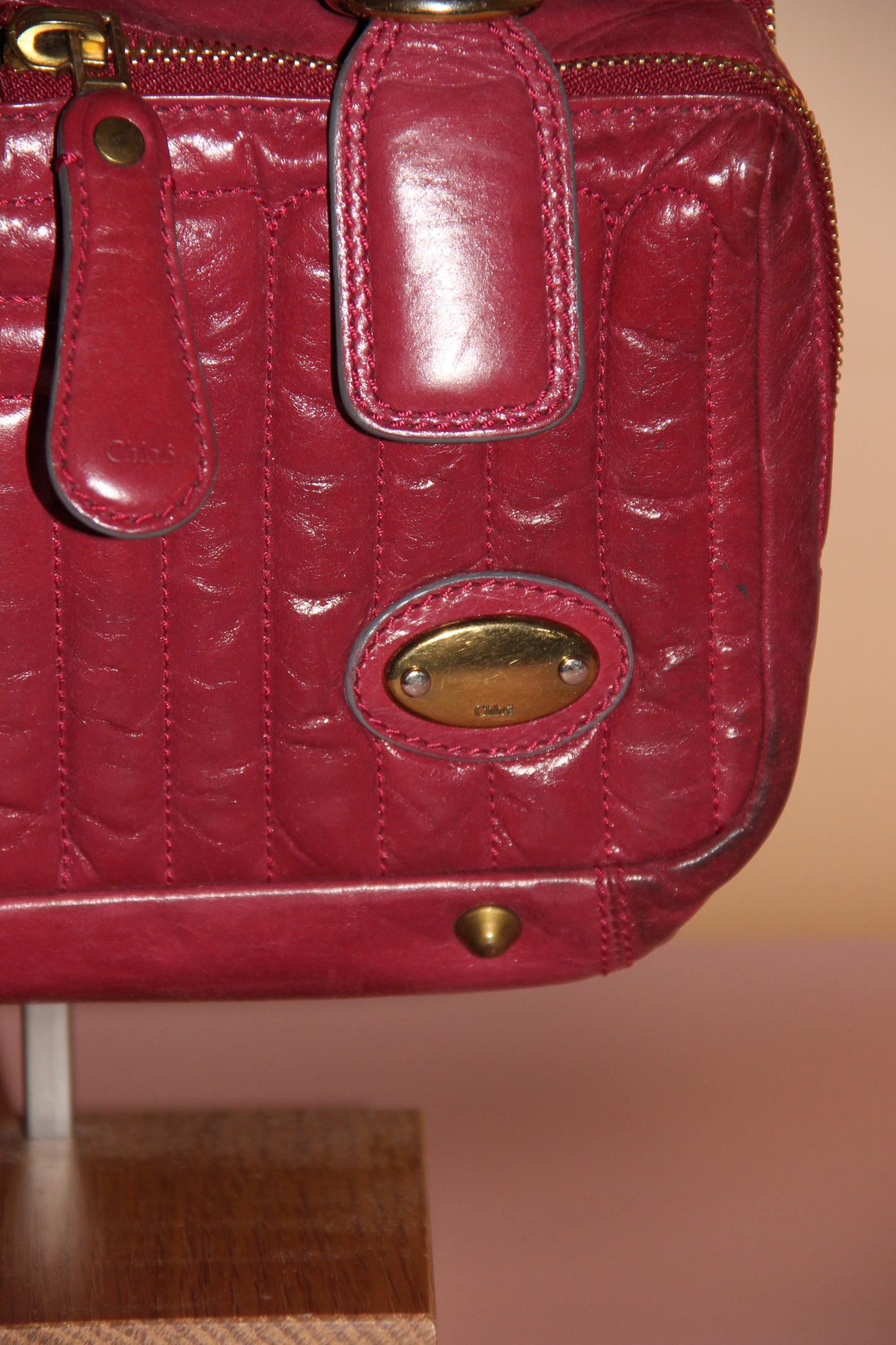 Sac Chloé modèle 'Bay' en cuir rouge