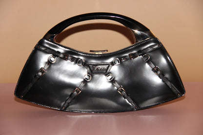 Sac Dior Bondage cuir vernis noir by Galliano