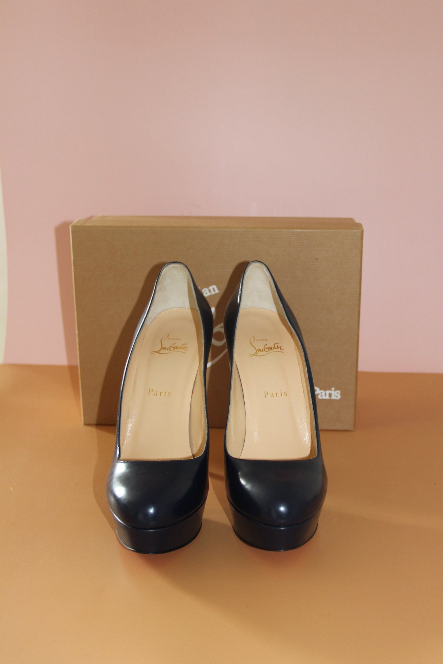Escarpins Christian Louboutin à plateforme bleu marine T.40