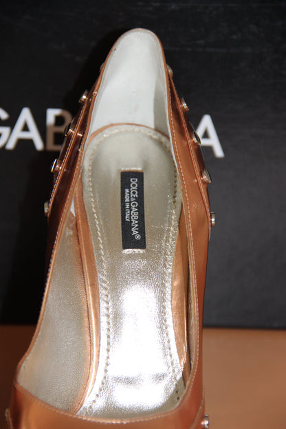 Escarpins Dolce & Gabbana Pumps cloutés cuir bronze T. 40