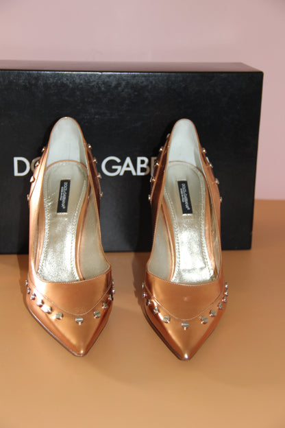 Escarpins Dolce & Gabbana Pumps cloutés cuir bronze T. 40