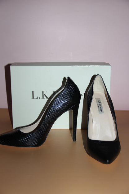 Escarpins L.K. Bennett London en cuir noir texturé effet lézard T.40