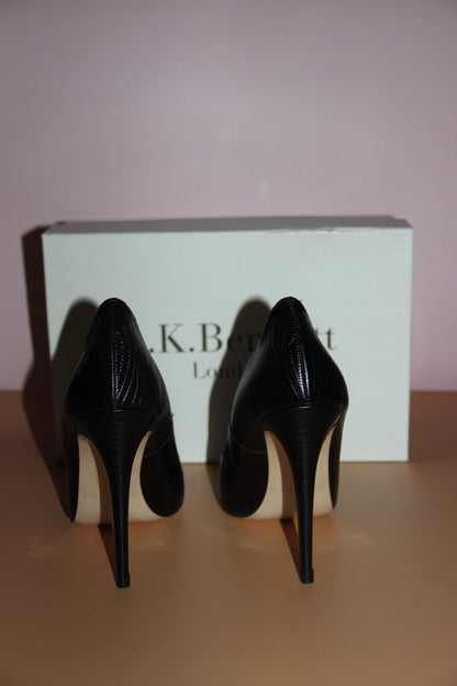 Escarpins L.K. Bennett London en cuir noir texturé effet lézard T.40