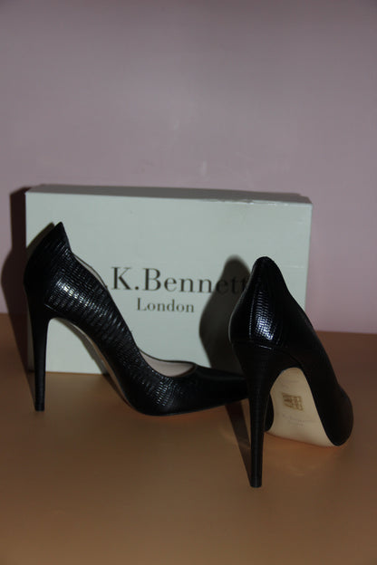 Escarpins L.K. Bennett London en cuir noir texturé effet lézard T.40