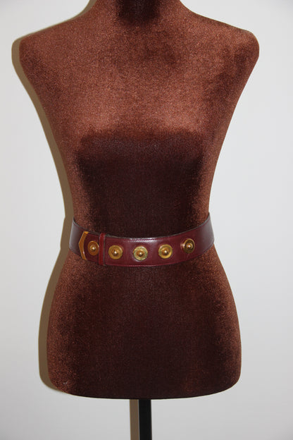 Ceinture Hermès bordeaux avec médaillons